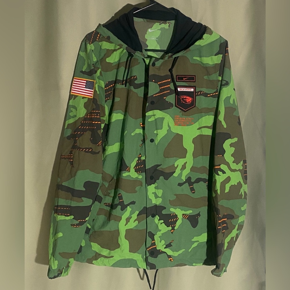 Nike Oregon State Beavers Camo Hoodie Full Snap Jacket M